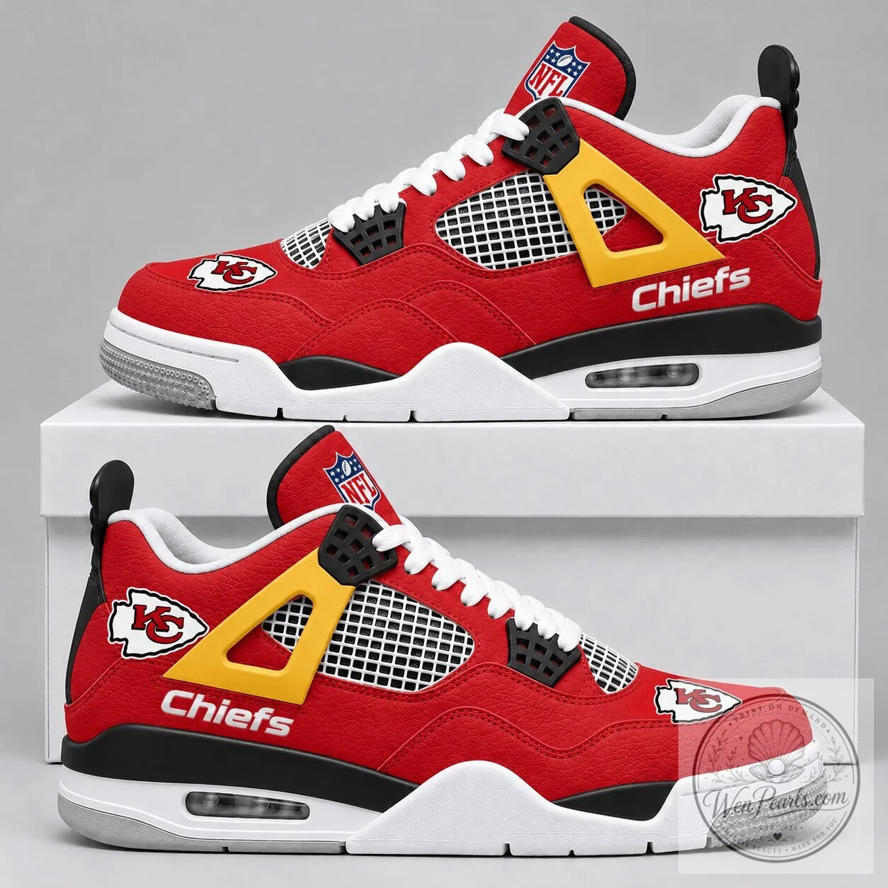 Kansas City Chiefs NFL Retro Game Day Air Jordan 4 Style Shoes