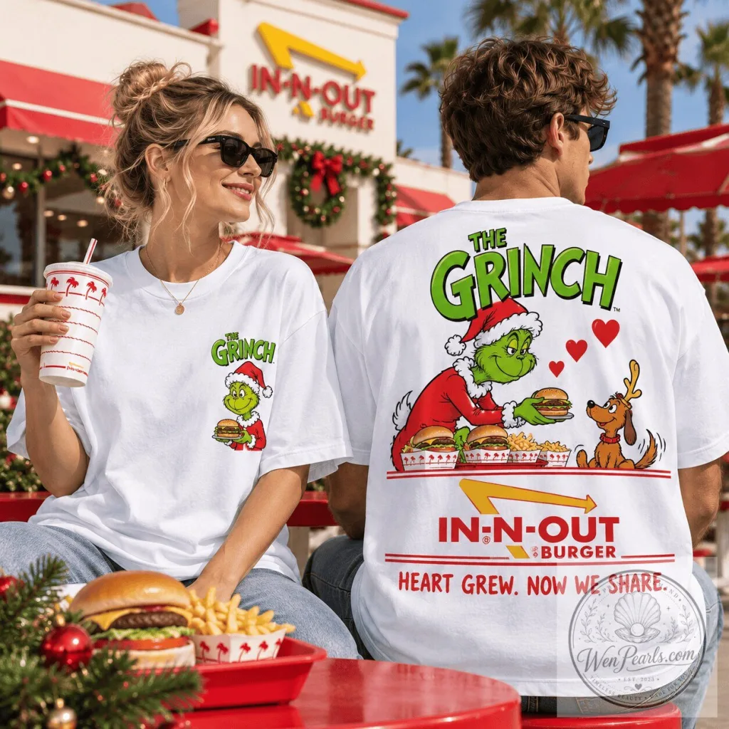 The Grinch Heart Grew Now We Share In-N-Out Burger Christmas T-Shirt