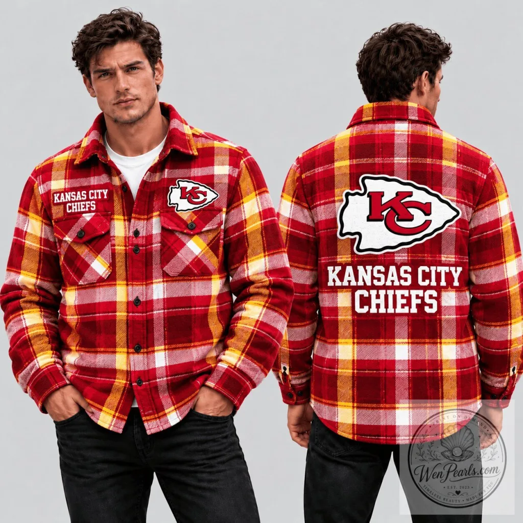 Kansas City Chiefs Plaid Flannel Button-Up Shirt for Game Day Kansas City Chiefs Plaid Flannel Button-Up Shirt for Game Day