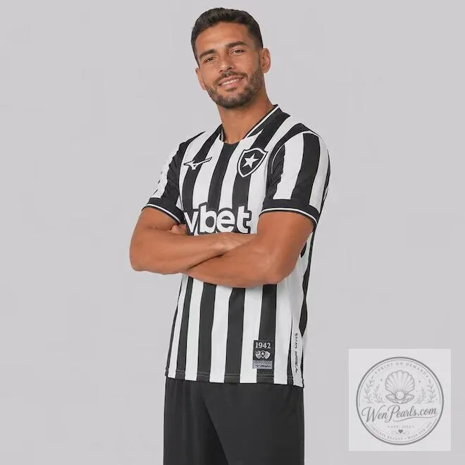 Botafogo Home Black and White Striped Football Club Fan Jersey 9 Botafogo Home Black and White Striped Football Club Fan Jersey