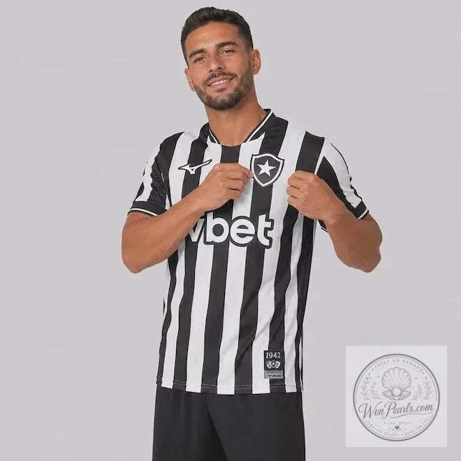 Botafogo Home Black and White Striped Football Club Fan Jersey 10 Botafogo Home Black and White Striped Football Club Fan Jersey