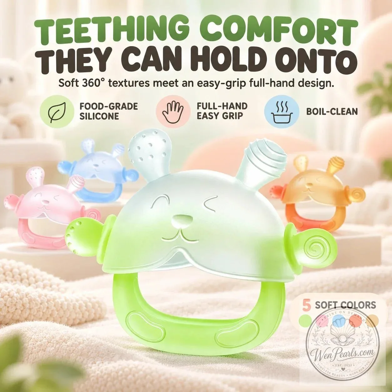 Food-Grade Silicone Bunny Teether for Babies