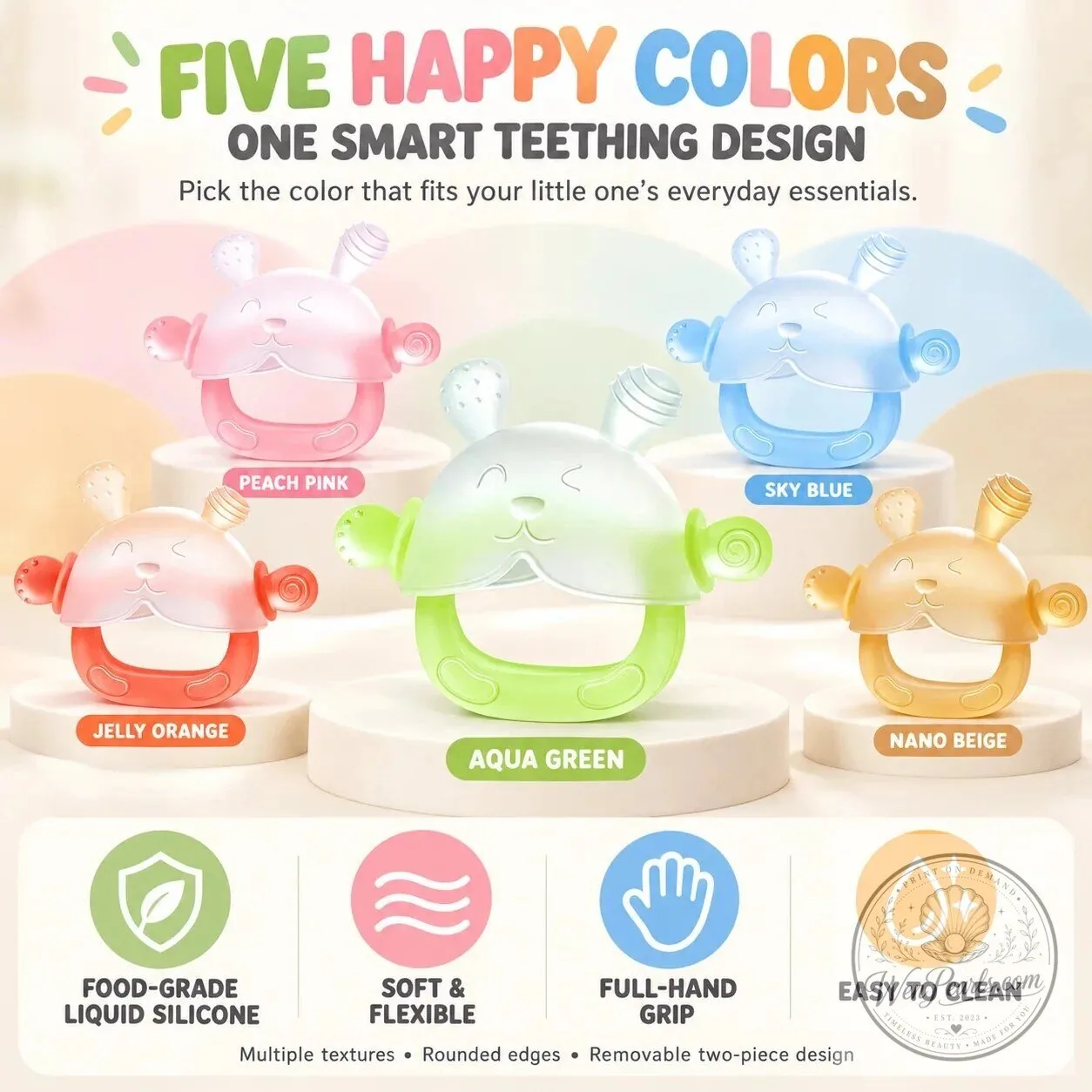 Food-Grade Silicone Bunny Teether for Babies 14 Food-Grade Silicone Bunny Teether for Babies