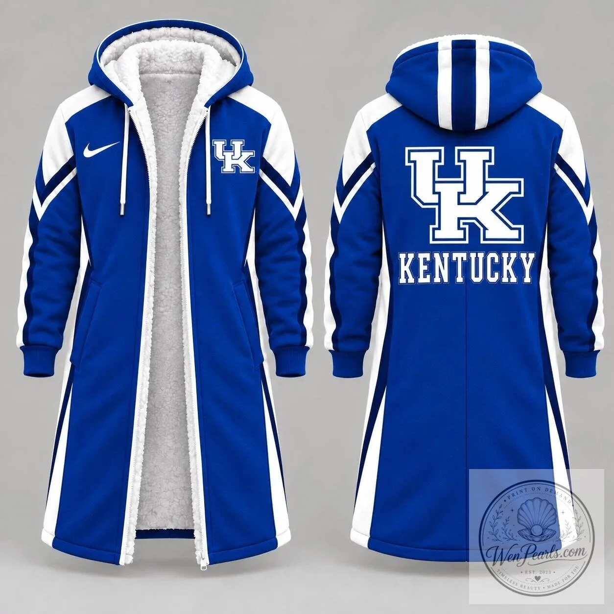 Kentucky Wildcats NCAA Game Day Long Hooded Sherpa Fleece Jacket 1 Kentucky Wildcats NCAA Game Day Long Hooded Sherpa Fleece Jacket