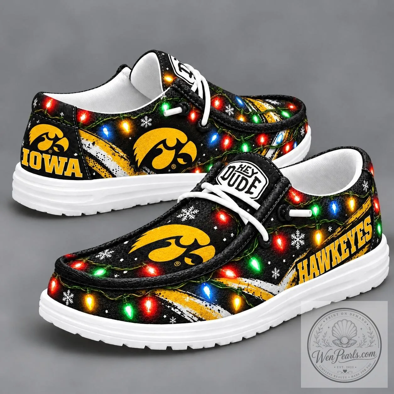 Iowa Hawkeyes Christmas Holiday Light Loafer Shoes