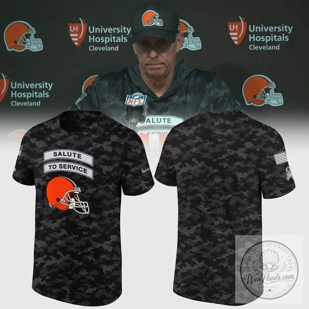 Digital Camouflage Football T-Shirt for Cleveland Browns Salute To Service