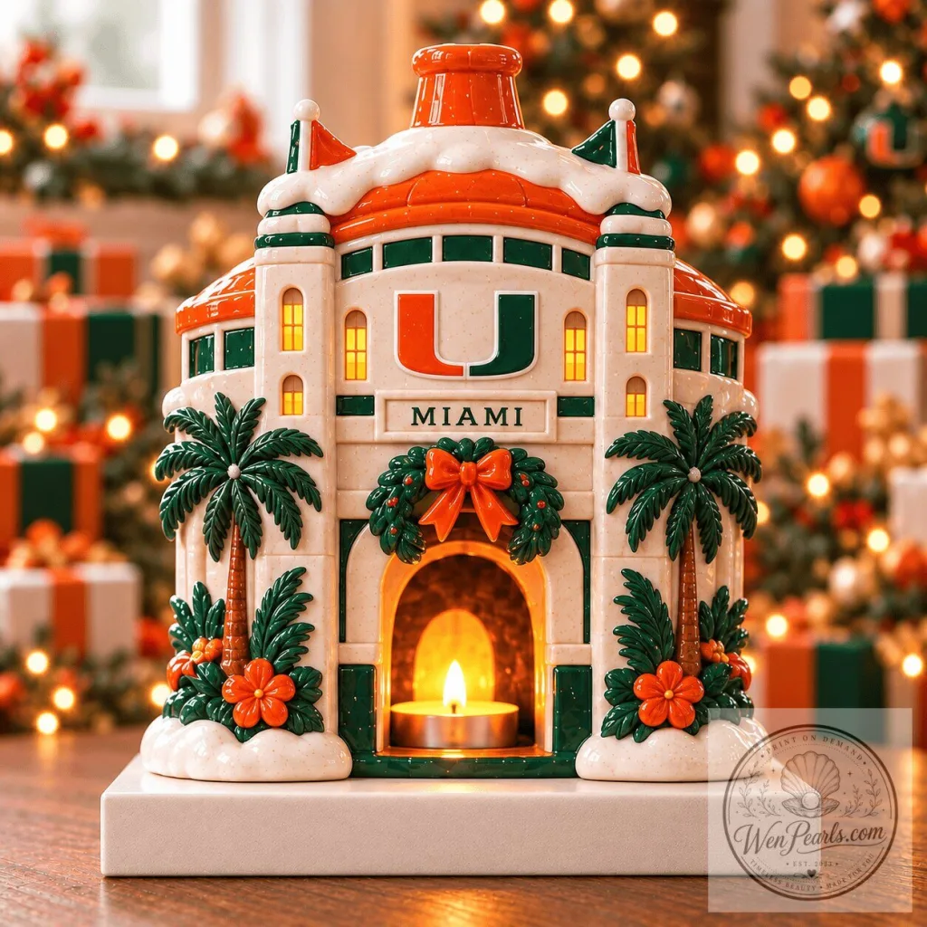 University of Miami Hurricanes Christmas Candle Holder Holiday Decoration University of Miami Hurricanes Christmas Candle Holder Holiday Decoration