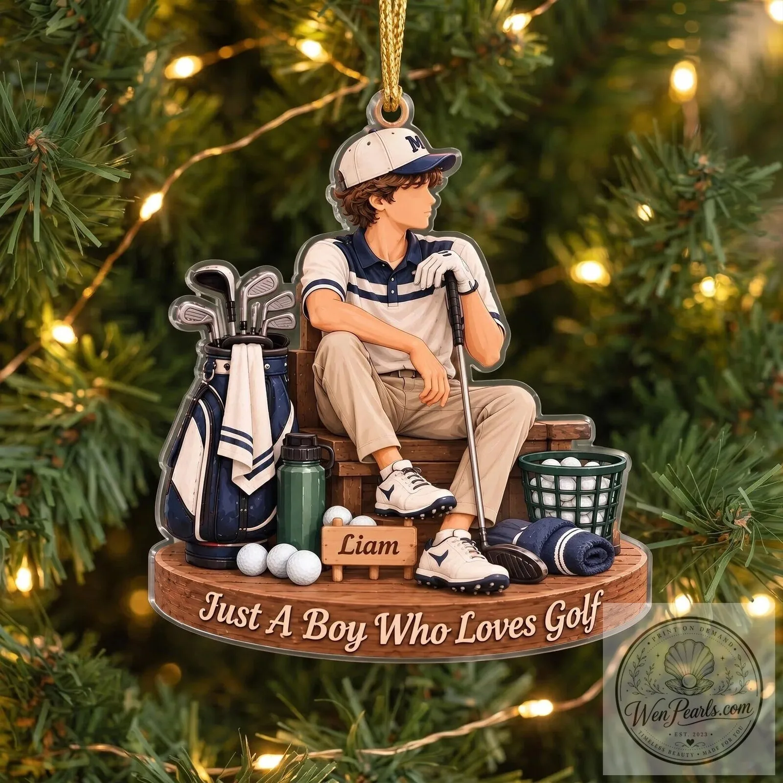 Personalized Boy Golfer Christmas Tree Ornament, Just A Boy Who Loves Golf 8 Personalized Boy Golfer Christmas Tree Ornament, Just A Boy Who Loves Golf