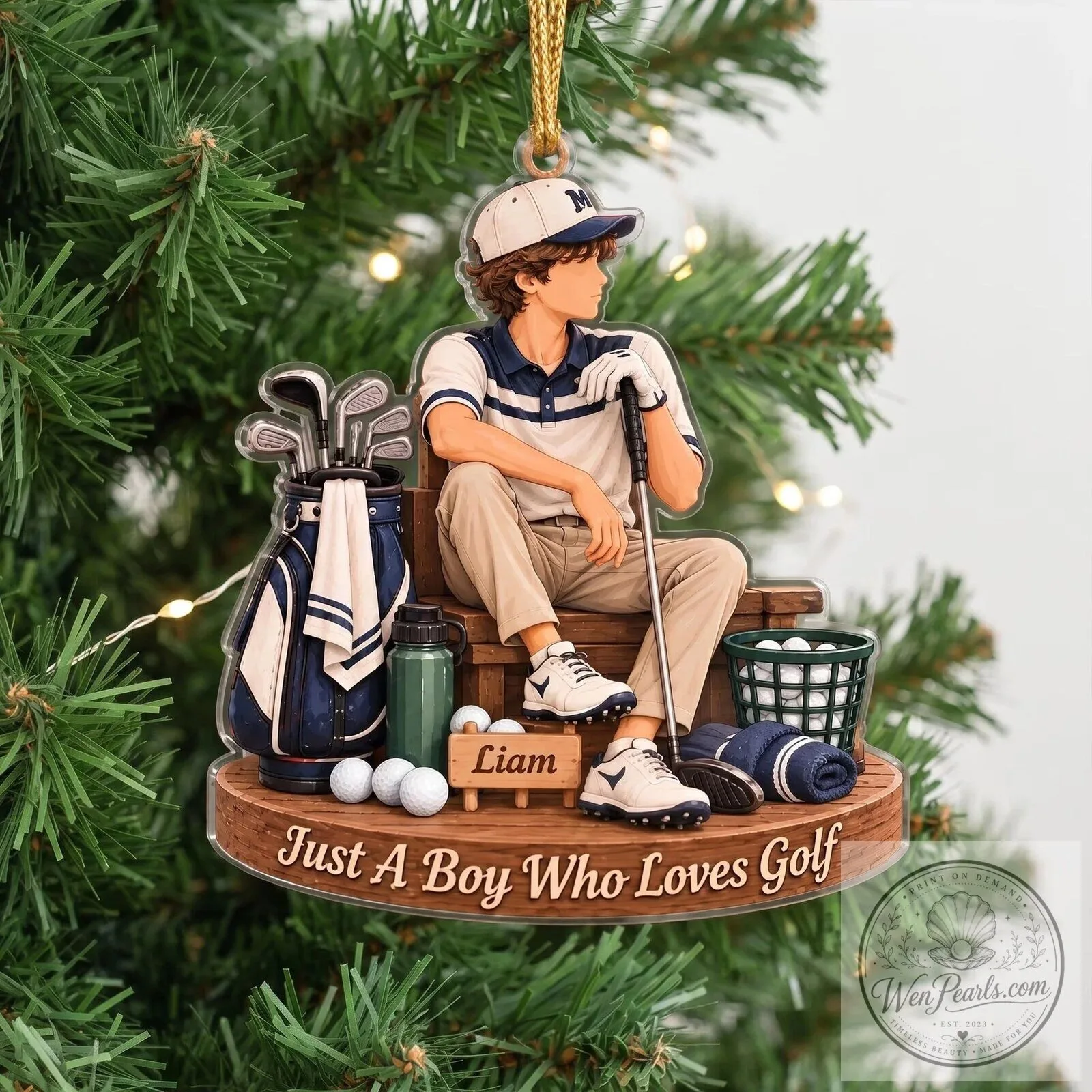 Personalized Boy Golfer Christmas Tree Ornament, Just A Boy Who Loves Golf 10 Personalized Boy Golfer Christmas Tree Ornament, Just A Boy Who Loves Golf