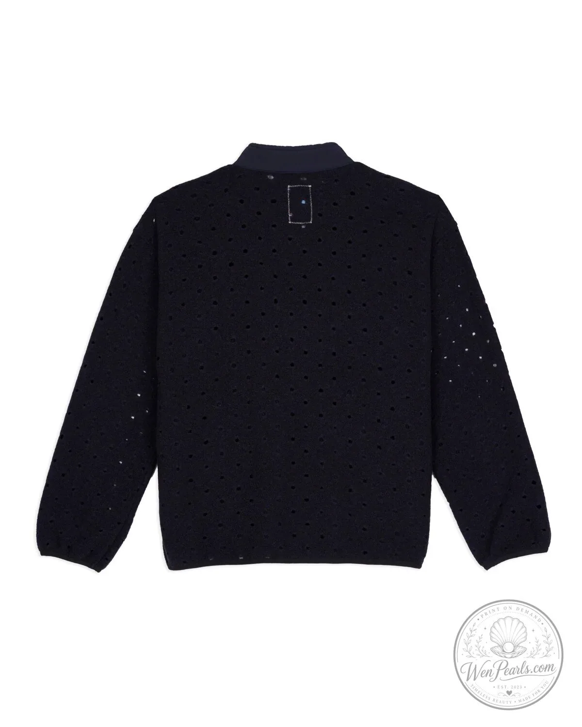 Navy Blue Mock Neck Pullover Sweatshirt with Quarter Snap Button Closure 16 Navy Blue Mock Neck Pullover Sweatshirt with Quarter Snap Button Closure